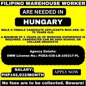 Warehouse Personnel Needed in Hungary