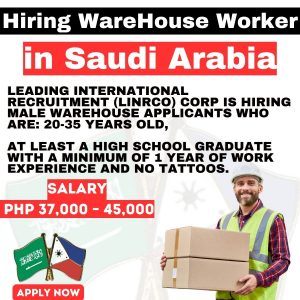 Hiring Warehouse Worker In Saudi Arabia