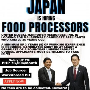 Hiring FOOD PROCESSOR in Japan