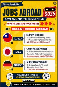 DMW Government to Government Urgent Hiring 2026