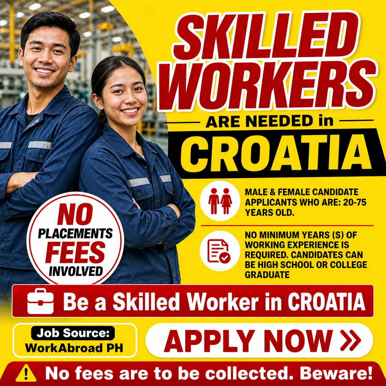 Urgent Hiring Skilled Workers in Croatia 2026