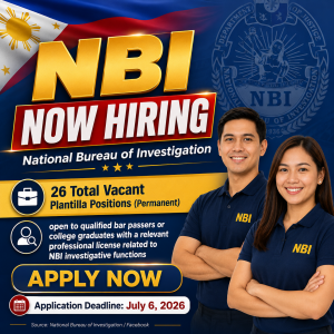 NBI Hiring 2026: 26 Permanent Plantilla Positions