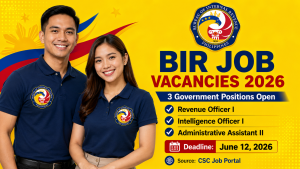Create a feature from the above content. lit the jobs add image of man and woman. add source. man and woman at the left. use very YELLOW color background.. BJMP logo on polo. BJMP logo more visible. USE CORRECT PH BJMT logo.