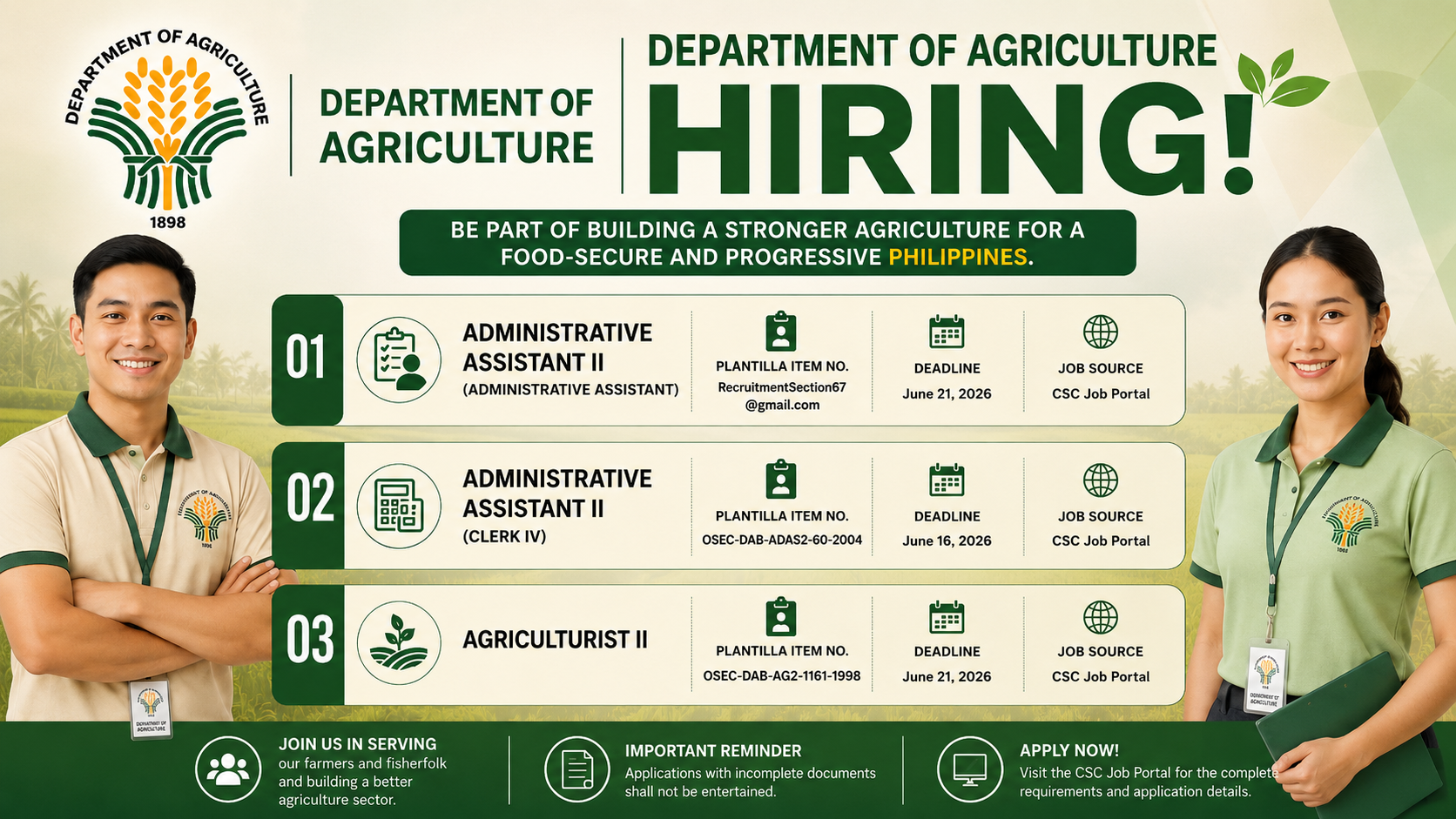 Department of Agriculture Job Vacancies 2026