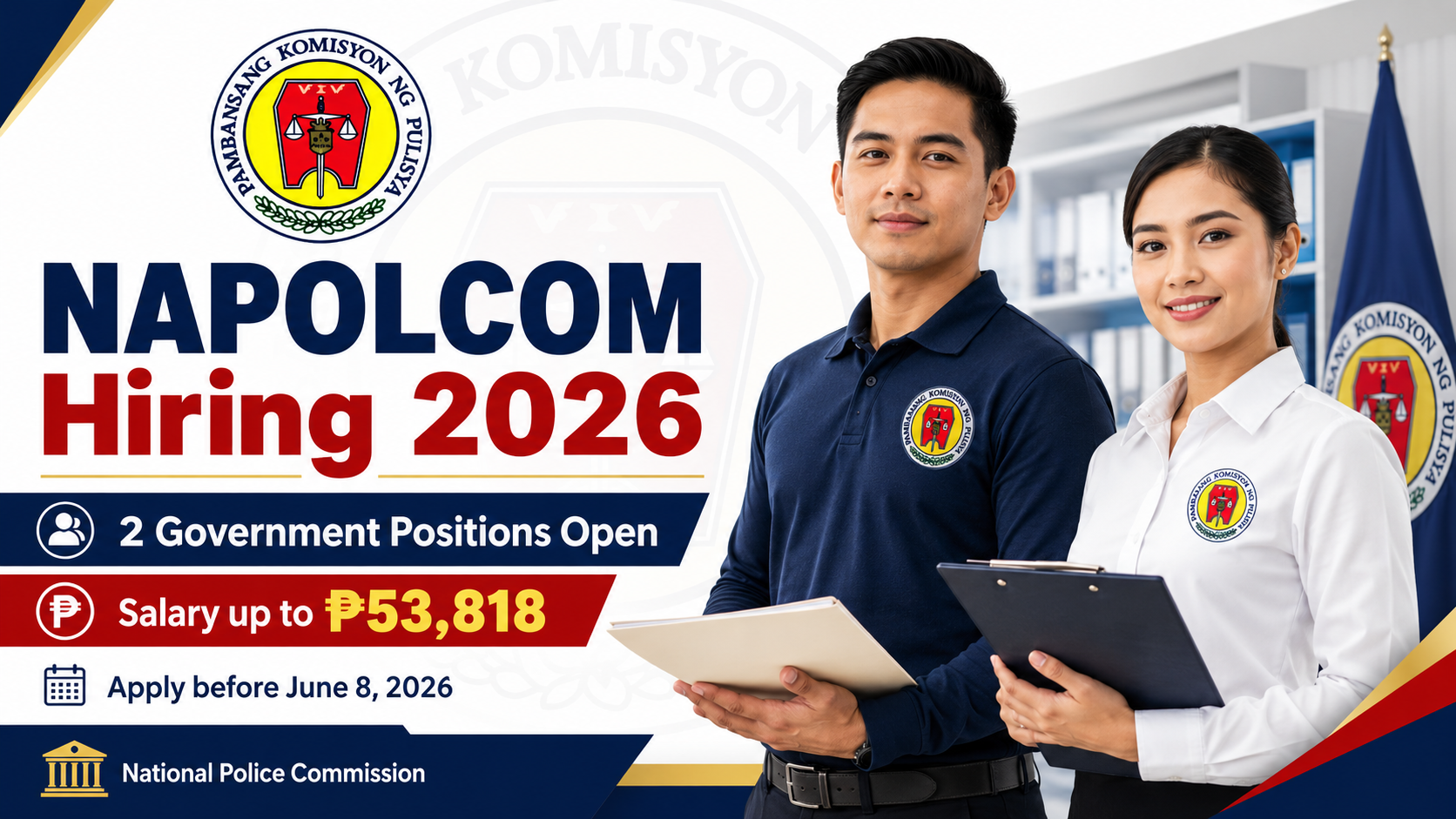 NAPOLCOM Job Vacancies 2026 | Salary up to ₱53,818 Monthly